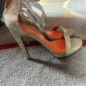 Via Spiga gold glitter heels.